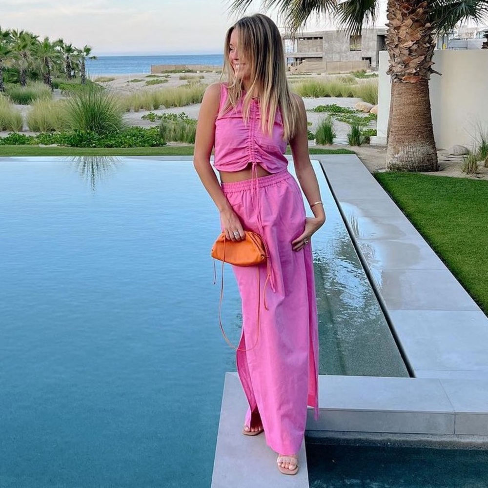 Something Navy Linen Pink Set